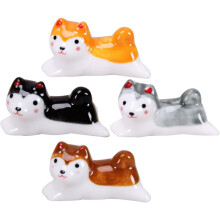 Porte-baguettes en céramique en forme de chien, lot de 4, avec surface antidérapante.