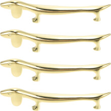 4 stk. hundeformede spisepinneholdere i rustfritt stål med glatt overflate, elegante skjeholdere i metall