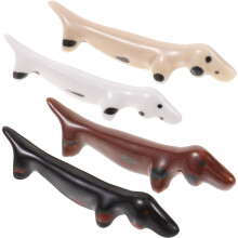 Lot de 4 porte-baguettes en céramique en forme de chien, pratiques et incassables, couleurs assorties.