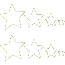 4 stk. gullstjerneformede drømmefanger metallringer DIY-hoops sett med håndverksringer f