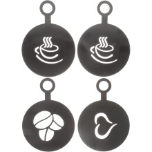 Coffee Stencils Coffee Stencil Set for Latte Art 4pcs Stainless Steel Easy to Clean, Portable, Black