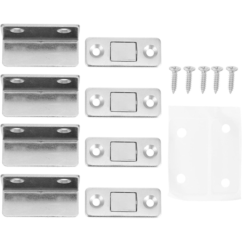 4Pcs L Shape Magnetic Door Catch Silver Invisible No-Drill Magnet Latch For Sliding Wardrobe 5455468329494