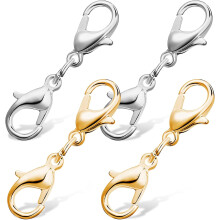4 Stück Doppelkarabinerverschlüsse zum Kürzen von Halsketten, Legierung 26 x 7 mm, mit KC-Gold- und Weißgold-Finish
