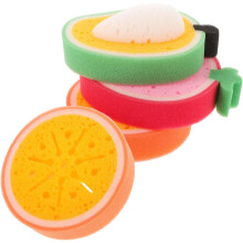 Lot de 4 éponges de nettoyage en forme de fruits, éponges de cuisine pour nettoyer les bols, adorables motifs de dessins animés, polyvalentes