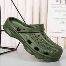 Men’s Olive Green Clogs – 42-43 EU, Lightweight Breathable Slip-On, Non-Slip Sole for Indoor & Outdoor Walking