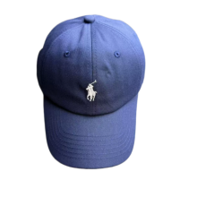 (Blue) Solid color simple baseball cap with embroidered pattern, wide brim, suitable for everyday wear.
