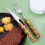 Natural Bamboo Handle Western Tableware Set: Steak Knife, Fork & Spoon, Creative Cake & Dessert Forks 4