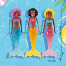 (B) 3 giocattoli da piscina a forma di sirena per bambini - Materiale ABS, colori misti, bambole galleggianti per il nuoto estivo e