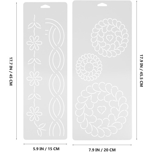 Set di 2 sagome in plastica per quilting, ricamo a punto croce e patchwork, stencil per taglio e cucito 1