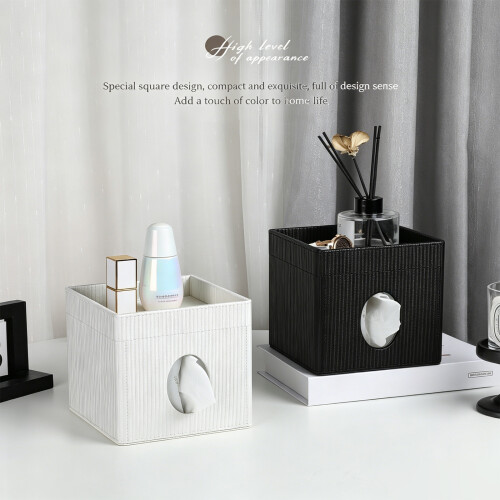 Stylish Rectangular PU Leather Tissue Box Perfect For-Black 2