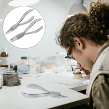 2-teiliges Brillenanpassungszangen-Set mit 6 kleinen Vierkant- und 7 halbrunden Köpfen, Edelstahl, Brillenreparaturwerkzeug