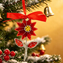 Sea Glass Floral Hanging Ornament With Metal Wire Stems For-DA