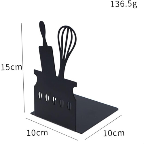 2pcs Kitchen Bookend Iron Book Ends Book Ends for Shelves Crafted Book Holders 1