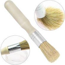 2 pinceles de cerdas con mango de madera y cabeza redonda para estarcir, herramientas pequeñas para pintura acrílica y al óleo.