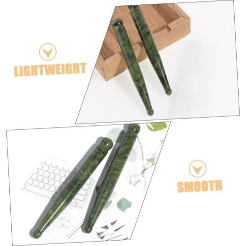 Lot de 2 bâtonnets de massage d'acupuncture en pierre de jade pour points de pression profonds 2