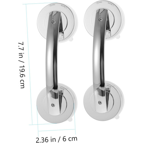2 Pcs Glass Door Suction Grip Bars with Screws Silver Bathroom Door Pulls and Window Knobs Set 1