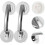 2 Pcs Glass Door Suction Grip Bars with Screws Silver Bathroom Door Pulls and Window Knobs Set 3