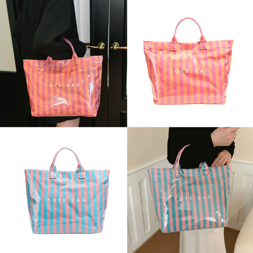 Stylish Striped Bag With Quick Access Feature-carroty pink 2