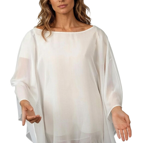 Romance Decorative Shawl Wrap For Bride Chiffon Capes-White