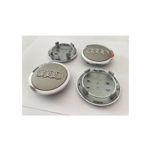 Hjulnav 4 x silverfärgade 69mm Audi hjulnavkapslar emblem navkapsel 8T0 601 170A
