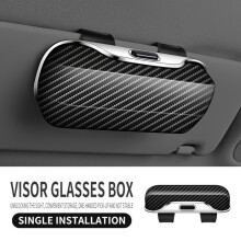 Zonnebrilhouder voor zonneklep in de auto, brillenkoker voor in de auto, brillenopbergdoos voor in de auto (zwart en wit)