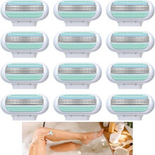 12 Pcs Replacement Razor Blades Compatible with Venus, Extra Smooth Women's Razor Blade Refills, 3 Layer Blade & Pivoting Head, Effortless