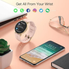 Női okosóra Bluetooth 5.0 aktivitáskövetővel, pulzusmérővel, lépésszámlálóval, IP68 vízálló, rozéarany