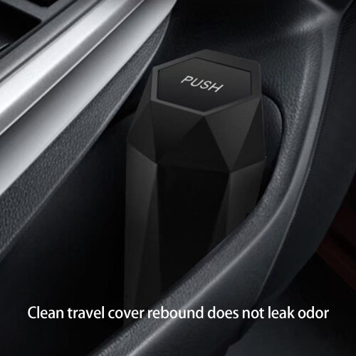 Car Interior Small Trash Can Dustbin Garbage Bin Storage-Black 2