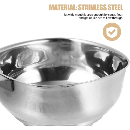Stainless Steel Square Wide Mouth Canning Funnel with Handle Large Diameter 2