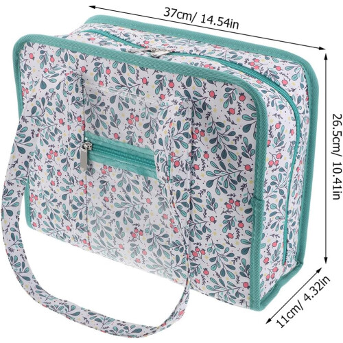 Multi-Layer Embroidery Tool Storage Bag with Handle, Lake Blue Sewing Organizer Tote 1