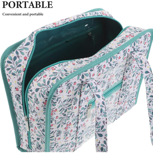 Multi-Layer Embroidery Tool Storage Bag with Handle, Lake Blue Sewing Organizer Tote 2