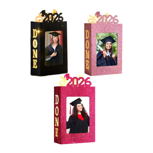 Desktop PET Picture Frame Display Box Graduation Photo-Black 1