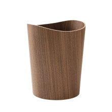 Poubelle ronde en bois massif 9L – Noyer ou Frêne, ondulée ou