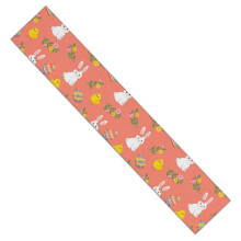 Chemin de table en imitation lin, motif œuf de Pâques corail, 35 x 180 cm