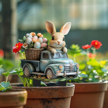 Piquet de jardin en forme de lapin de Pâques, acrylique résistant aux intempéries, 24,7 x 30 cm