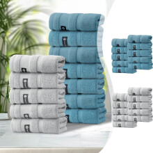 10-teiliges Set weicher, saugfähiger Baumwoll-Badetücher, blau