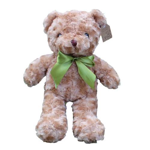 Ours en peluche kaki décoré d'un nœud, 30 cm