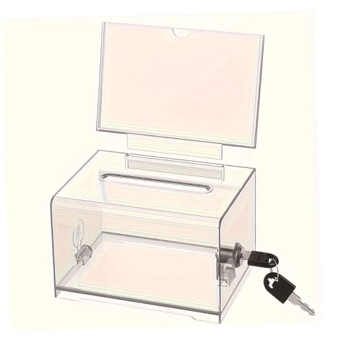 Clear Donation Box with Lock Portable Storage Jar