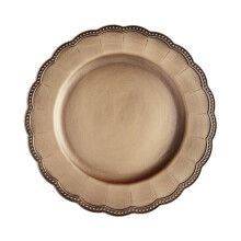 Assiettes de présentation rondes transparentes, bord doré, 33 cm