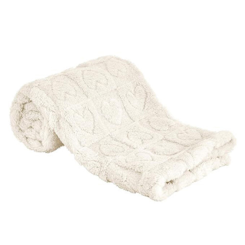 Hjertemønstret flannel tæppe, blød polyester, 122 cm