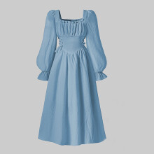 Vestido de Navidad para niña, cuello redondo, corte en A, manga larga, talla 6T