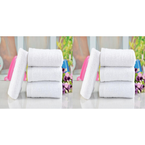 Serviette de bain en coton blanc 30 x 65 cm