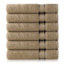 Lot de 6 serviettes de toilette en coton beige 40 x 70 cm