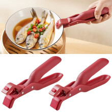 Pinces à bol anti-brûlure en silicone rouge (2 pièces)