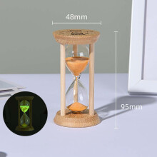 Mini Leuchtende Sanduhr - 1 Minute Orangefarbener Sandtimer mit Holzrahmen