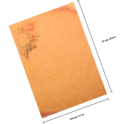 4er-Pack Vintage-Briefpapier mit europäischem Blumenranddesign für romantische Dankesbriefe 1