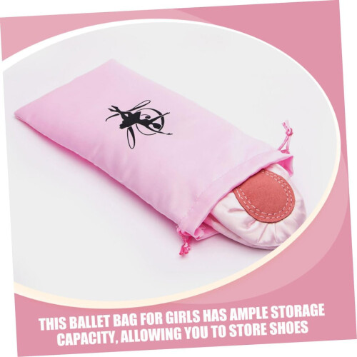 4pcs Satin Drawstring Ballet Shoe Pouch Large Capacity Foldable Protective Storage Bag Elegant Pink 2