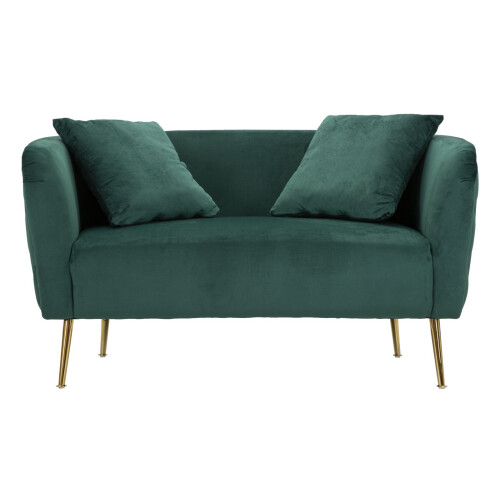 Divano 2 posti in metallo e tessuto dorato e verde cm 127x74x73 1