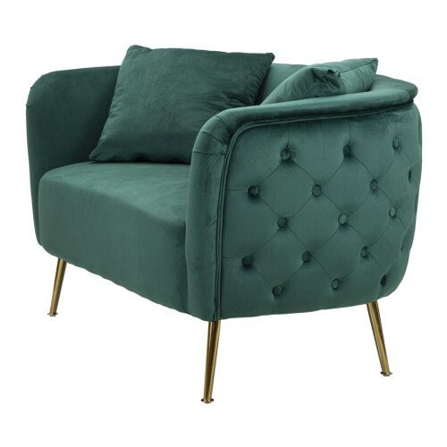 Divano 2 posti in metallo e tessuto dorato e verde cm 127x74x73 2