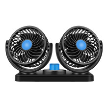 Ventilateur de voiture 12V à double tête rotative à 360 avec allume-cigare